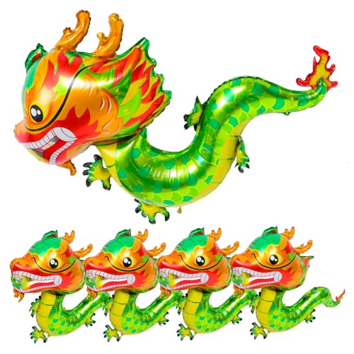 Beaupretty 5 Stück Chinesische Drachen Folienballons Grün Aluminiumfolie Leichte Partydeko Frühlingsfest Fotorequisite Familien Fest Jubiläum Luftballons von Beaupretty