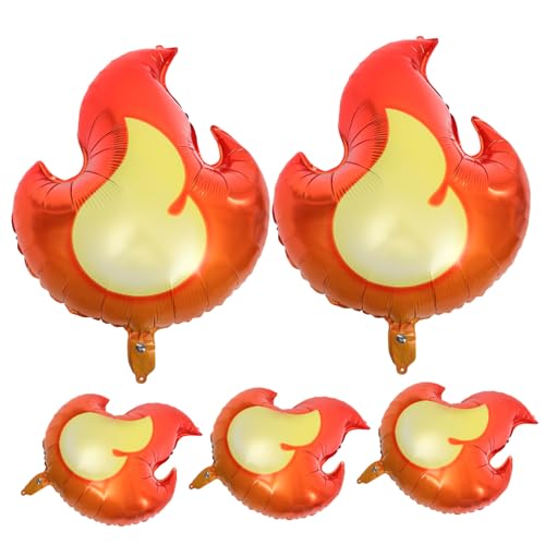 Beaupretty 5 Stück Flammenballons Feuerwehr Party Dekorationen Aluminiumfolie Luftballons für Jungen Geburtstagsfeier Kreative Flammenform für Unvergessliche Feiern von Beaupretty