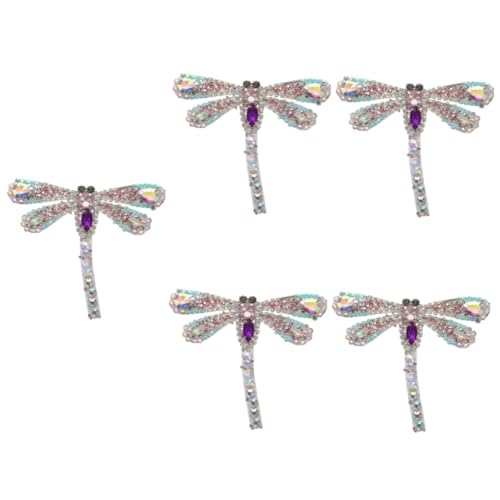 Beaupretty 5 Stück Rhinestone Libellen Applikation Glitzer Patch Aufbügeln für Schuhe Kleidung DIY Hochzeit Dekoration von Beaupretty