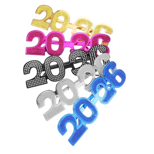 Beaupretty 5stücke Pack Neujahrsbrillen Glitzer-zahlenbrillen Aus Robustem Pc-material Für Abschlussfeiern Partys Silvester Und Feiertage Als Fotoautomaten-requisiten von Beaupretty