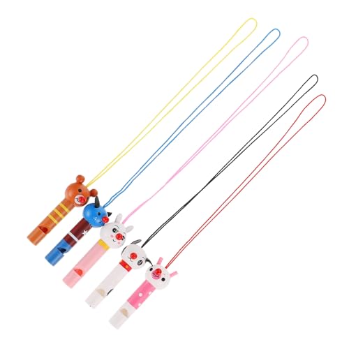 Beaupretty 5 Stück Teiliges Holzpfeifen in Niedlichen Tiermotiven Kreatives Musikinstrument für Langlebig und Pädagogisch für Festtagsfeiern und Kindergeburtstage von Beaupretty