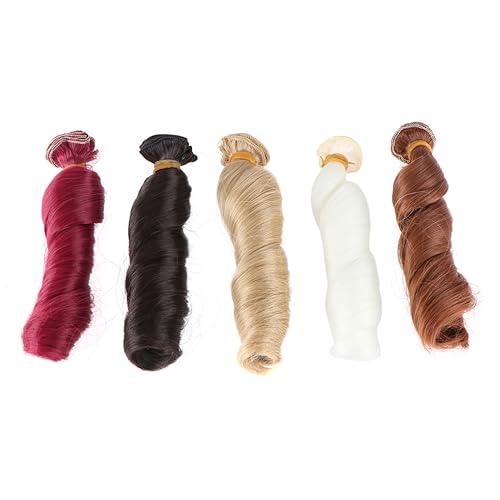 Beaupretty 5 Stück Teiliges Puppenperücke aus Hochtemperaturseide Lange Lockige Haare DIY Puppenzubehör Bunten Farben für Kreative Bastelprojekte von Beaupretty
