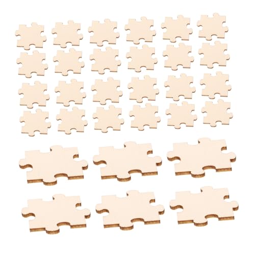 Beaupretty 50 Stück Holz puzzle teile Blanko zum Basteln und Bemalen Natürliche DIY Holzklötze für Kreative Familienprojekte Vielseitige Holzstücke für Handwerk und Dekoration von Beaupretty