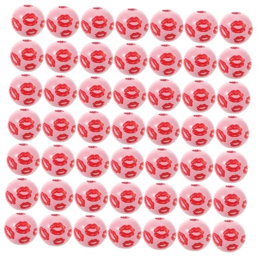 Beaupretty 50 Stück Lippe Holzperlen Rote Angelperlen Bastelperlen Mit Löchern Valentinsperlen Für Die Schmuckherstellung Kaugummiperlen Zuckerstangenperlen Weihnachtsperlen Zum Basteln Rosa von Beaupretty