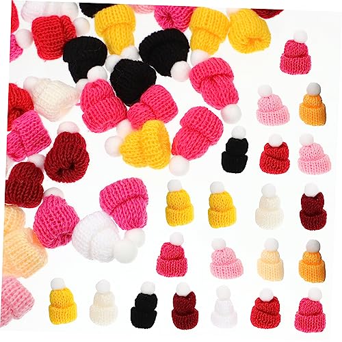 Beaupretty 50 Stück Mini Strickmützen Bunte Kleine Puppenhüte für DIY Bastelprojekte Dekoration für Weihnachten Fotografie und Mehr von Beaupretty