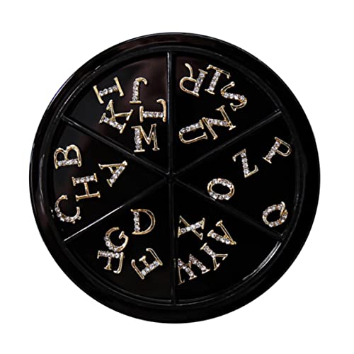 Beaupretty 52 Stück Teiliges Nail Art mit Buchstaben aus Legierung und Strasssteinen Glänzende Nageldekorationen für DIY Maniküre Langlebige Nail Charms Nageldesign Zubehör von Beaupretty