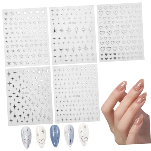 Beaupretty 5Blätter Bögen Selbstklebende Nagelsticker mit Silbernen Sternen und Herzen Vielseitige Nail Art Dekoration für DIY Maniküre Einfach Anzuwenden Starke Haftung Beaupretty 5Blätter Bögen Selbstklebende Nagelsticker mit Silbernen Sternen und Herzen Vielseitige Nail Art Dekoration für DIY Maniküre Einfach Anzuwenden Starke Haftung von Beaupretty