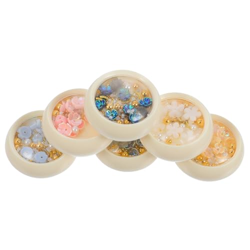 Beaupretty 6 Boxen Resin Nagel Schmuck Charms Kreative Nail Art Dekoration mit Perlen und Nieten Langlebige Vielseitige Accessoires für DIY Maniküre und Glamouröse Nageldesigns von Beaupretty