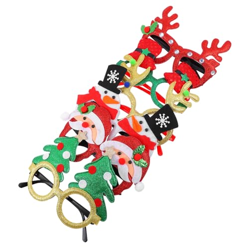 Beaupretty 6 Paare Weihnachtskostüm Brillen Rahmen Partybrillen Foto Requisiten Weihnachtsmann Schneemann Geweih Weihnachtsbaum Cartoon Design für Erwachsene von Beaupretty