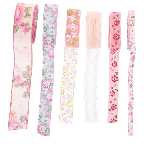 Beaupretty 6 Rollen Blumenband Bänder Zum Basteln Schwarzes Band Baumwollband Satinband Bänder Zum Verpacken Deko Bänder Zum Basteln Geschenkbänder Bastelbänder Polyester von Beaupretty