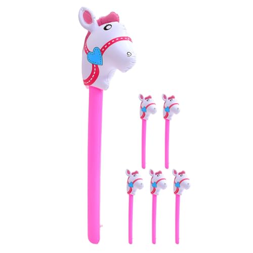 Beaupretty 6 Stück Aufblasbare Pferde Kopf Sticks mit Party Deko Cartoon Pferde Kopf Ballons für Western Themenfeiern Geburtstagsfeiern und Bühnenaufführungen von Beaupretty