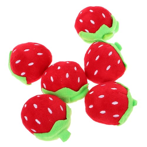 Beaupretty 6 Stück Erdbeer -Plüschpuppe Mini-Fruchtplüschtiere Mini-Frucht-Plüschanhänger aus weichem Obst gefüllte Fruchtanhänger Obst-Plüsch-Schlüsselanhänger PP Baumwolle rot von Beaupretty