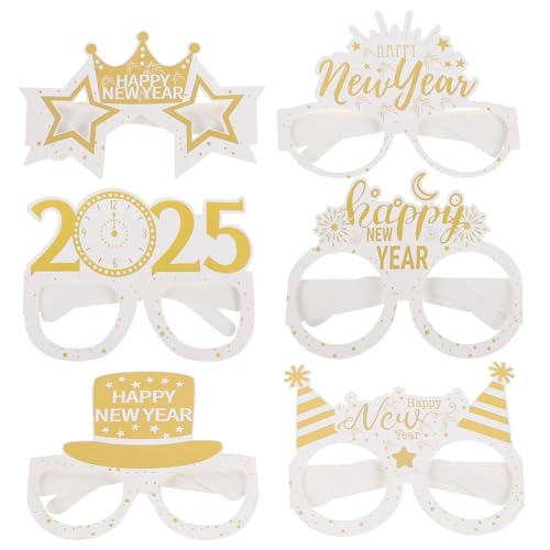 Beaupretty 6 Stück Silvester Partybrillen Papier Brille Weiß für Erwachsene Party Requisiten Lustige Neujahrsdeko Feier Partyzubehör von Beaupretty