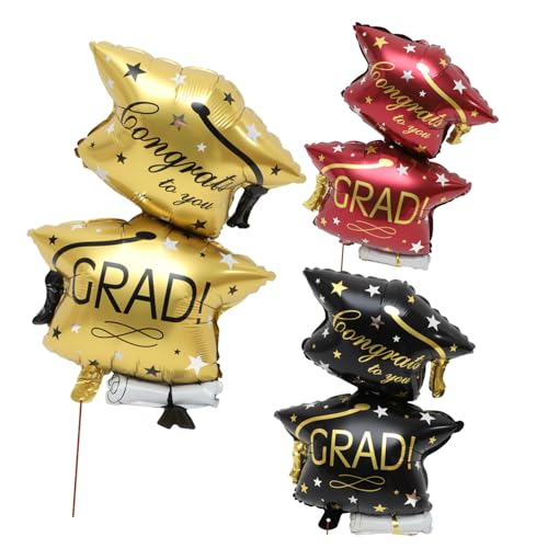 Beaupretty 6 Stück Teiliges Metallic Aluminiumfolie Ballon mit Abschlussmütze in Gold Rot und Schwarz Dekorative Graduation Party Luftballons für Indoor und Outdoor Feierlichkeiten Beaupretty 6 Stück Teiliges Metallic Aluminiumfolie Ballon mit Abschlussmütze in Gold Rot und Schwarz Dekorative Graduation Party Luftballons für Indoor und Outdoor Feierlichkeiten von Beaupretty