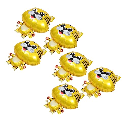 Beaupretty 6 Stück Teiliges Tiger Folienballon Cartoon Tierform Selbstsiegelnd Vielseitig für Geburtstag Shower Partydekoration Festival Farbenfrohe Aluminium Folienballons von Beaupretty