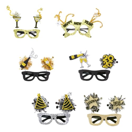 Beaupretty 6 Stück Teiliges Year Party Brillen Metallic Kunststoff Partybrille Silvester Deko für Erwachsene und Leicht und Komfortabel für Neujahrsfeier von Beaupretty