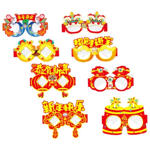 Beaupretty 8 Paare Papierbrillen Dragon Design Leichte Faltbare Partybrillen für Neujahrsfeier Fotorequisiten für Unvergessliche von Beaupretty