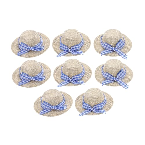 Beaupretty 8 Stück Teiliges Mini Strohhüte für Puppen Handgewebt aus Langlebigem Stoff mit Schleifen Vielseitig für Puppenhaus Deko und DIY Puppenmode Elegante Kleine Puppenhüte für Kreative von Beaupretty