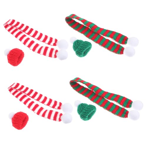 Beaupretty 8 Stück Teiliges Mini Weihnachtsmützen und Gestrickte Schals für Weinflaschen Dekorative Flaschenabdeckungen mit Festlichem Strickdesign für Tisch Baum Partydekorationen von Beaupretty