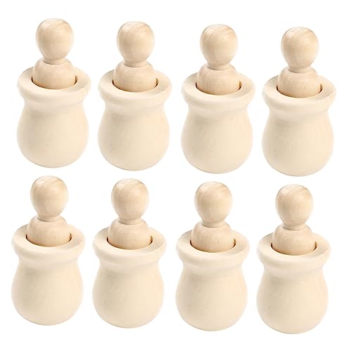 Beaupretty 8 Stück Teiliges Unbemalte Holzpuppen zum Bemalen DIY Bastelset für Kreative Holzfiguren mit Glatter Oberfläche für Handwerksprojekte und Dekoration von Beaupretty