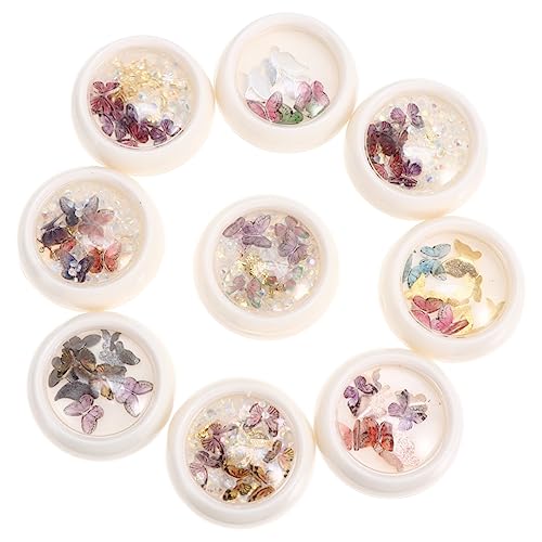 Beaupretty 9 Boxen Boxen Handgemachte Schmetterlinge Nagelkunst Dekorationen DIY Maniküre Schmuck für Kreative Nagelgestaltung für Partys und Anlässe von Beaupretty