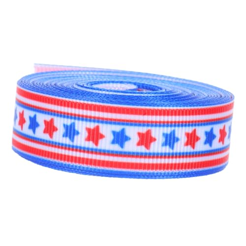 Beaupretty American Star Ribbon Patriotisches Band Festliches Band Sterne Und Streifenband Sternmusterband Patriotische Partygeschenke Flaggenband 4. Dekorationen Geschenkband Polyester von Beaupretty