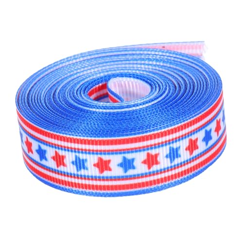 Beaupretty American Star Ribbon Patriotisches Band Weihnachtsband Dickes Band Geschenkband Bänder Zum Basteln Wickelband Flaggenband Sternmusterband Usa-flaggenband Usa-band Polyester von Beaupretty