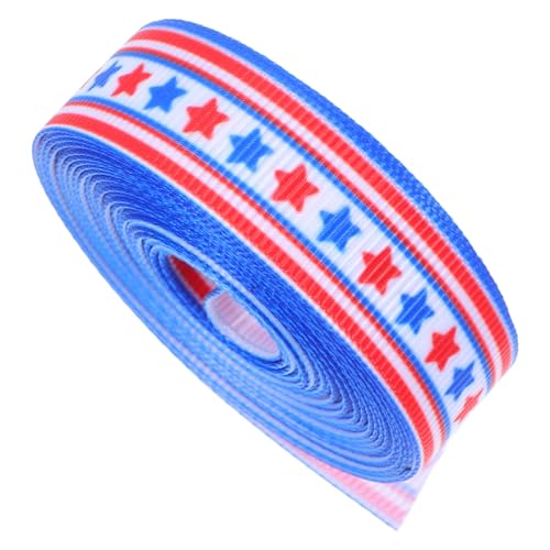 Beaupretty American Star Ribbon Rot Weiß Blaues Band Patriotisches Band Weihnachtsband Wickelband Geschenkband Bänder Für Handwerk Ballonband Streifenband Sternmusterband Usa-band Polyester von Beaupretty