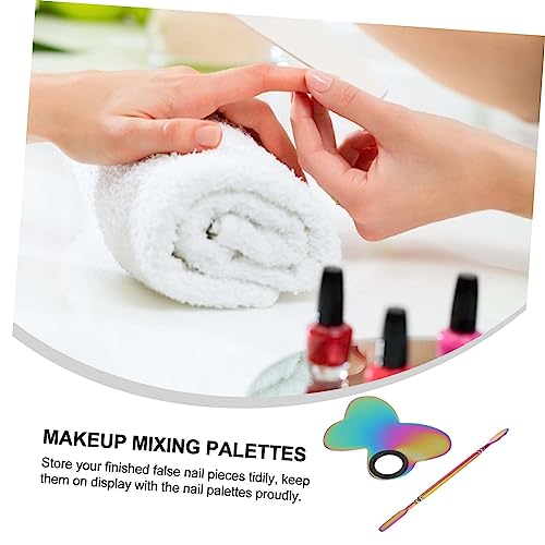 Beaupretty Edelstahl Make up Mischpalette Schmetterlingsform mit Spatel für Nageldesign Kosmetik Nail Art Palette Professionell und Leicht zu Reinigen für Zuhause und Studio von Beaupretty