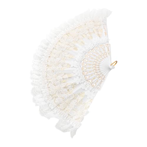 Beaupretty Faltbarer Spitzenfächer für Damen Eleganter Hochzeitsfächer mit Floralen Mustern für Tanzaufführungen und Teepartys Handgefertigter Handfächer für Besondere Anlässe Luxuriöses von Beaupretty