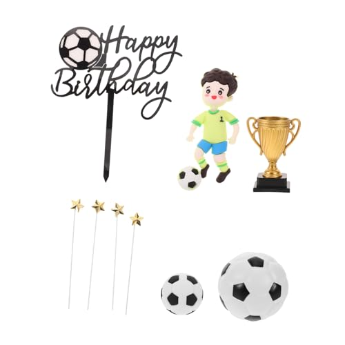 Beaupretty Fußball Cake Decorations mit Realistischen Fußballspieler Figuren Fußball Goldenen Sternen Stabile Cake Topper für Jungen Geburtstag Sport Motto Party Dekoration von Beaupretty