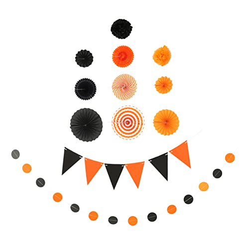 Beaupretty Halloween Papierfächer Set Teiliges Dekorationsset für Halloween Partys Hängende Papierfächer und Banner Deko für Zuhause und Feiern Leicht und Platzsparend von Beaupretty