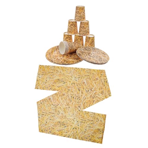Beaupretty Hay Bale Party Deko mit Tellern Bechern und Tischdecke Western Cowboy Geburtstagsfeier Zubehör für Rustikale Themenfeste von Beaupretty