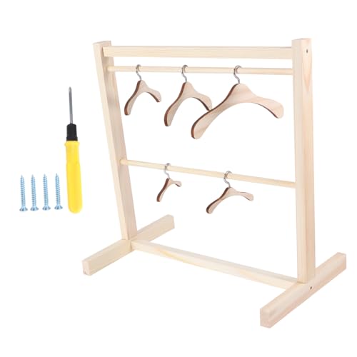 Beaupretty Holzpuppen Kleiderständer Mit Holz Puppenkleiderbügel Und Puppenkleiderhaken Für Puppenkleidung Set Organizer Für Puppe Kleidung Holzfarbe von Beaupretty