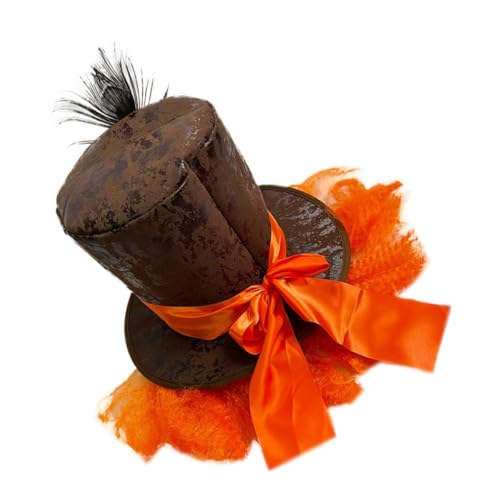 Beaupretty Karnevalshut mit Pfauenfedern Orange Verstellbarer Hut und Cosplay Perücke für Vielseitige Party Dekoration und Foto Requisite für Fasching Kostümfest Karneval von Beaupretty