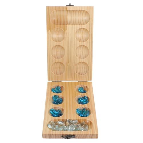 Beaupretty Klappbares Mancala Holzspielset mit Bunten Glasperlen Edukatives Brettspiel für Leichtes Sicheres Denkspielzeug Raumvorstellung Teiliges Faltbares Spiel Zufällige Zufällige Farbe von Beaupretty