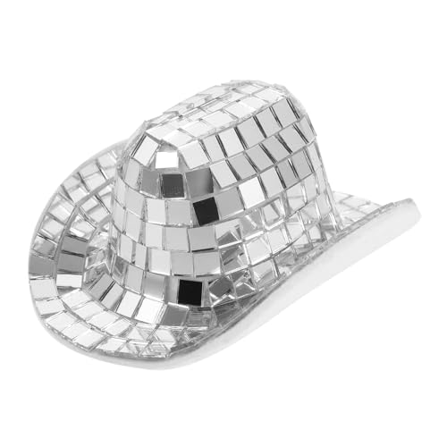 Beaupretty Miniatur Disco Cowboyhut Silber Mini Partydekoration Puppenhut Polyester Glas Material Leichtes Ornament Für Puppen Bühne Festliche Stimmung von Beaupretty