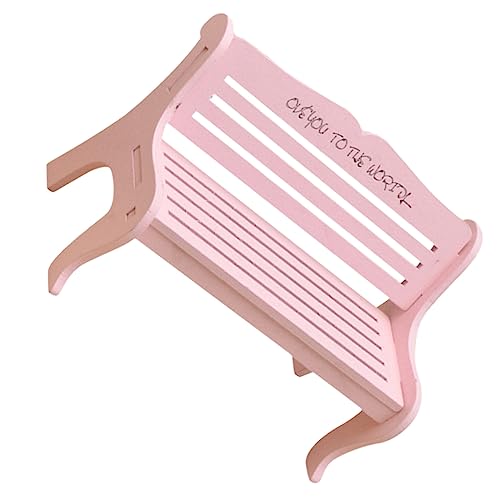 Beaupretty Miniatur Holzbank Rosa Filigrane Gartenbank Deko Fotorealistisches Puppenhausmöbel Leichtes Design für Miniaturgärten und Tischdekoration Detailreiche Holzfigur für von Beaupretty