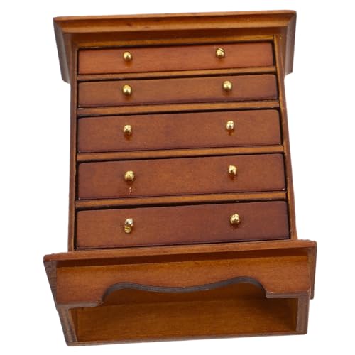 Beaupretty Miniatur-Schrank Für Puppenhäuser Holz Vintage-Stil Kommode Nachttisch Miniatur Puppenhaus Schlafzimmer Möbel Zubehör Braun Griffigkeit Für Rollenspielrequisiten Und von Beaupretty