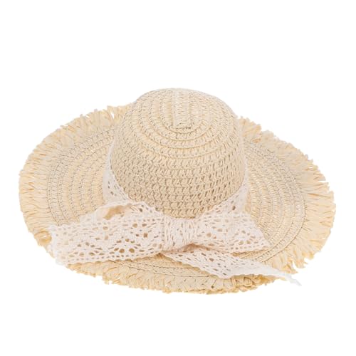 Beaupretty Miniatur Strohhut Beige mit Spitzenband Dekorativer Puppenhut Stabiler Sitz für Bastelarbeiten und Saisonale Dekoration Kleines Accessoire für Sammler und DIY Projekte von Beaupretty