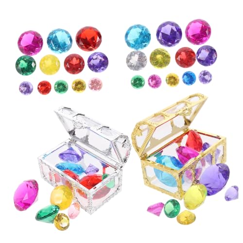 Beaupretty Suchspielzeug Tauchjuwelen mit Bunten Kunststoffdiamanten und Schatzkisten Wasserfestes Poolspielzeug und Tischdekoration für Kindergeburtstag Hochzeit und Sommerfest von Beaupretty