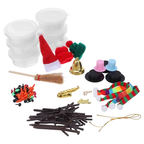 Beaupretty Teiliges DIY Schneemann Bastelset aus Modelliermasse für Erwachsene Kreatives Winterparty Dekorationsset für Weihnachten Materialien zum Schneemann Bauen und Dekorieren von Beaupretty