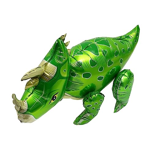 Beaupretty Triceratops Folienballon Grün Dinosaurier Luftballon für Geburtstag Partydekoration Selbststehend Fotohintergrund Dino Ballons von Beaupretty