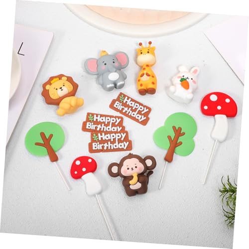 Beaupretty Waldtiere Cake Topper Teilig mit Weichen Silikonfiguren Elefant Affe Giraffe Hase und Pilze für Shower Geburtstagsdeko und Naturinspiriertes Kuchenornament von Beaupretty