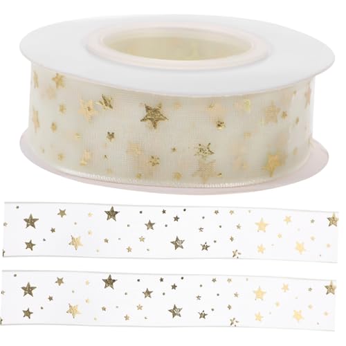 Beaupretty Weißes Chiffon Geschenkband Strapazierfähiges Zuschneidbares Bastelband mit Goldfarbenem Glitzerdruck Vielseitig für DIY Dekoration Schleifen Geschenkanhänger und Beaupretty Weißes Chiffon Geschenkband Strapazierfähiges Zuschneidbares Bastelband mit Goldfarbenem Glitzerdruck Vielseitig für DIY Dekoration Schleifen Geschenkanhänger und von Beaupretty
