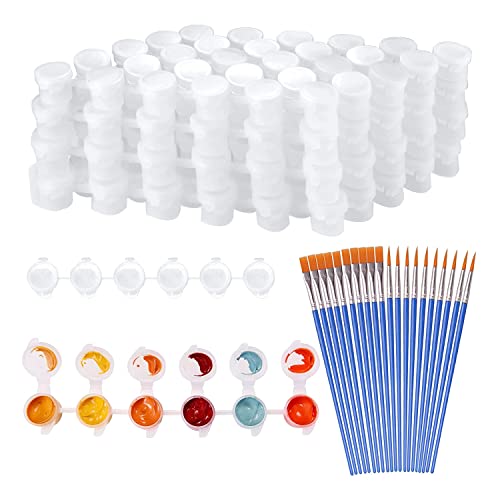 Beausoleil 20 Streifen mit 120 leeren Farbtöpfen und 20 Pinseln, Aufbewahrungsbehälter aus Kunststoff, transparent, für Farbtassen, 3 ml Beausoleil 20 Streifen mit 120 leeren Farbtöpfen und 20 Pinseln, Aufbewahrungsbehälter aus Kunststoff, transparent, für Farbtassen, 3 ml von Beausoleil