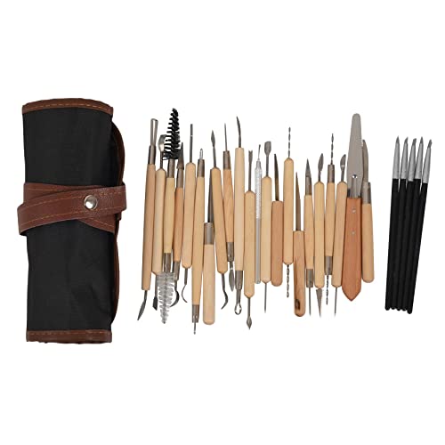 Beausoleil 28-teiliges Set aus Modellierwerkzeugen aus Ton, Modellierwerkzeug, Skulptur, Keramik und Holzgriff, Modellierwerkzeug aus Terrakotta von Beausoleil