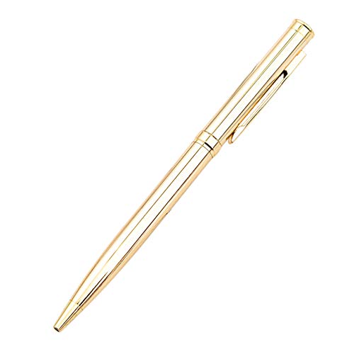 Beausoleil Kugelschreiber aus Metall, drehbar, aus Edelstahl, für Büro, Schreibspitze, 1,0 mm (goldfarben) von Beausoleil