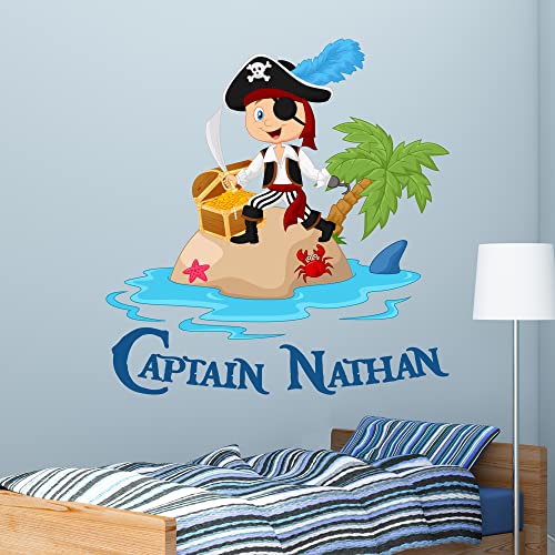 Beautiful Game Piraten-Wandtattoo, Insel, personalisierbarer Name, Piraten-Schlafzimmer, Wandbild, Kinder, 60 cm Höhe x 60 cm Breite Beautiful Game Piraten-Wandtattoo, Insel, personalisierbarer Name, Piraten-Schlafzimmer, Wandbild, Kinder, 60 cm Höhe x 60 cm Breite von Beautiful Game