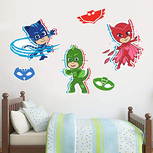 PJ Masks Wandaufkleber-Set, Motiv: Eule, Katze, Junge, Gekko, Vinyl, 60 cm Breite x 30 cm Höhe PJ Masks Wandaufkleber-Set, Motiv: Eule, Katze, Junge, Gekko, Vinyl, 60 cm Breite x 30 cm Höhe von Beautiful Game